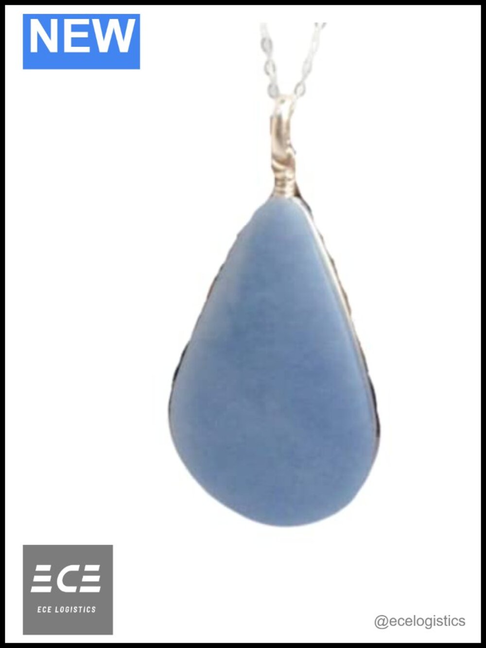 Sterling Silver Celestite Pear Teardrop Pendant Handmade Jewelry